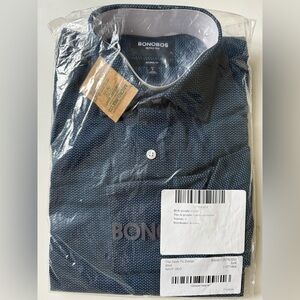 Bonobos Wrinkle Free Desk To Dinner Tailored Fit Shirt, Geo, Small 15.5x33, NWT